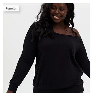 Torrid Black Terry Off Shoulder Sweatshirt